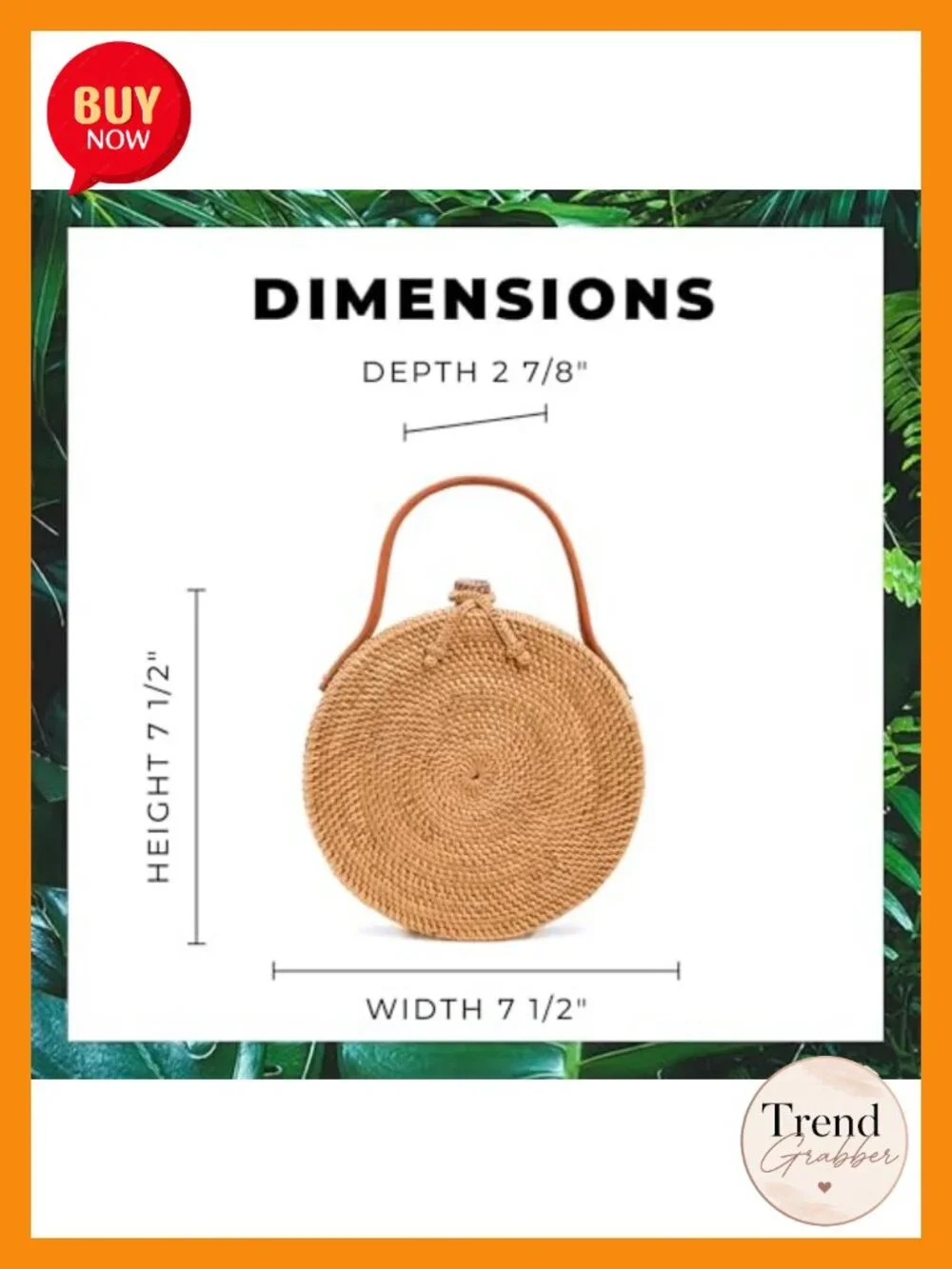 Handmade Rattan Crossbody Bag - Woven Wicker Purse - Round Straw Bag